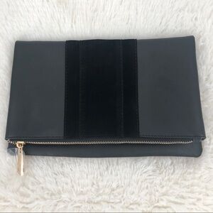 SUMMER & ROSE Black Fold Over Clutch NWOT